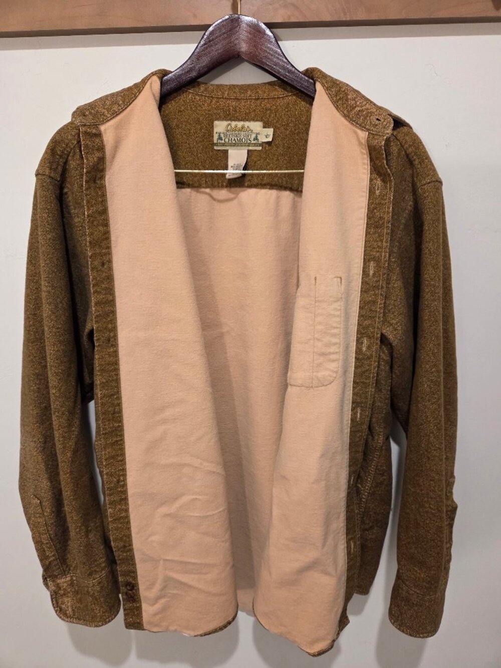 Cabela’s Men’s L Regular Brown Chamois Button-Up Shirt Long Sleeve Solid